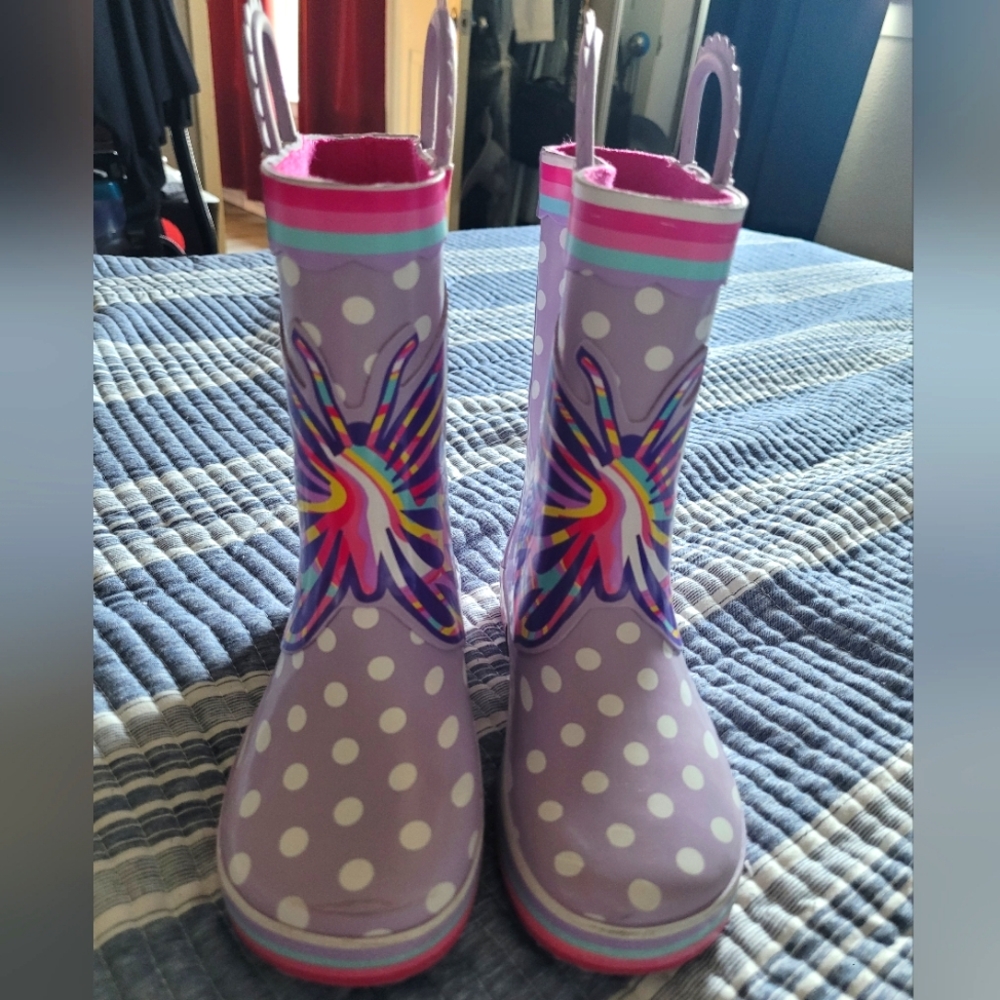 Purple Butterfly Rain Boots